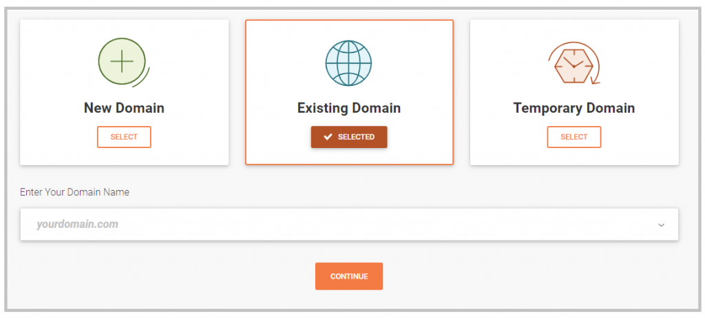 Click on Existing domain and enter your blog domain name